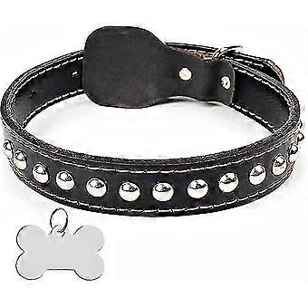Leather Dog Collar For Small Dogs, Personalized Name Tag Pet Collar, Adjustable Pu Leather Puppy Collars With Metal Buckle