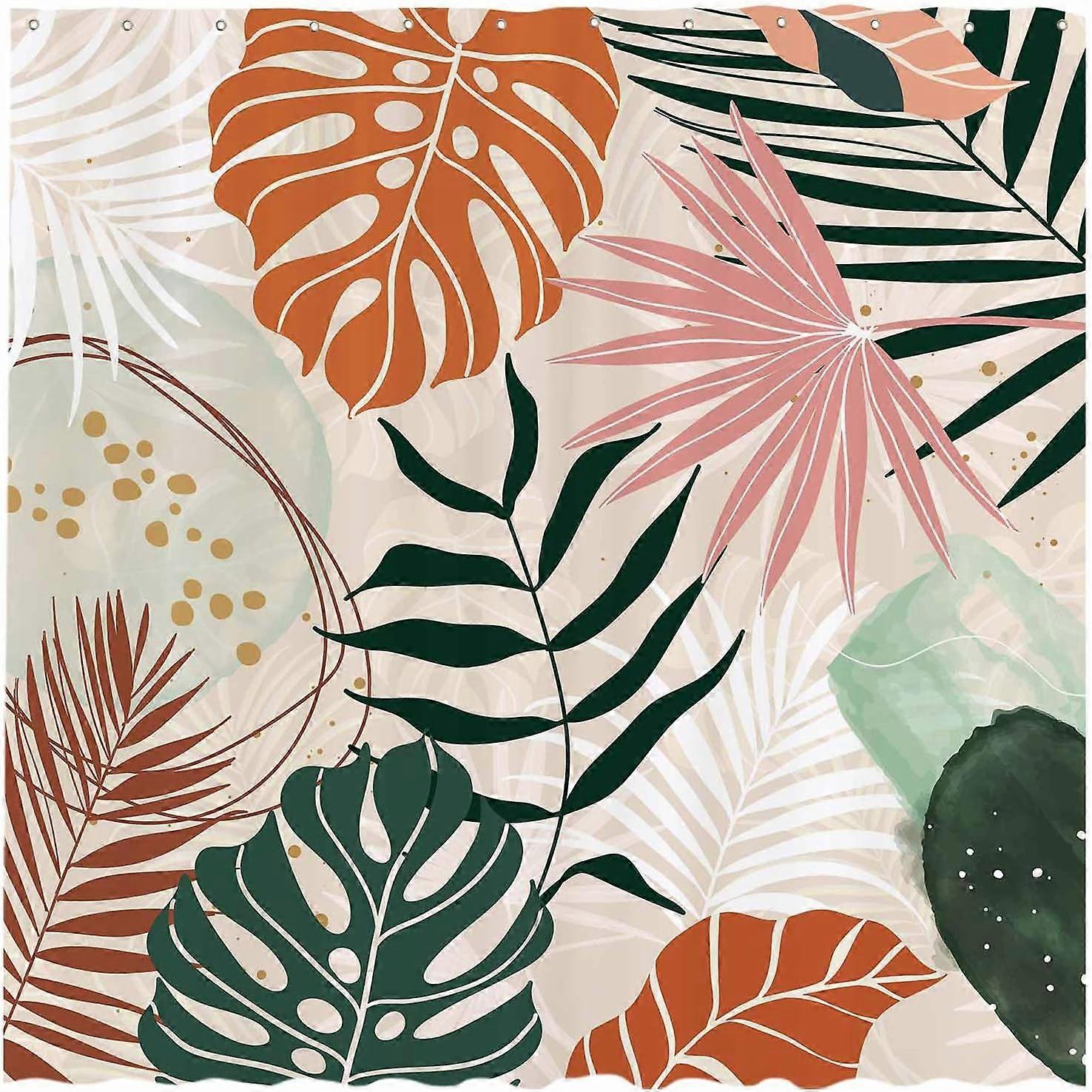 72 "x72"シックな抽象的な自由奔放に生きる自由奔放な葉熱帯植物シンプルなミニマリストの空想モダンなシャワーカーテンバスルームの装飾のための洗濯機で洗える(フックはありません