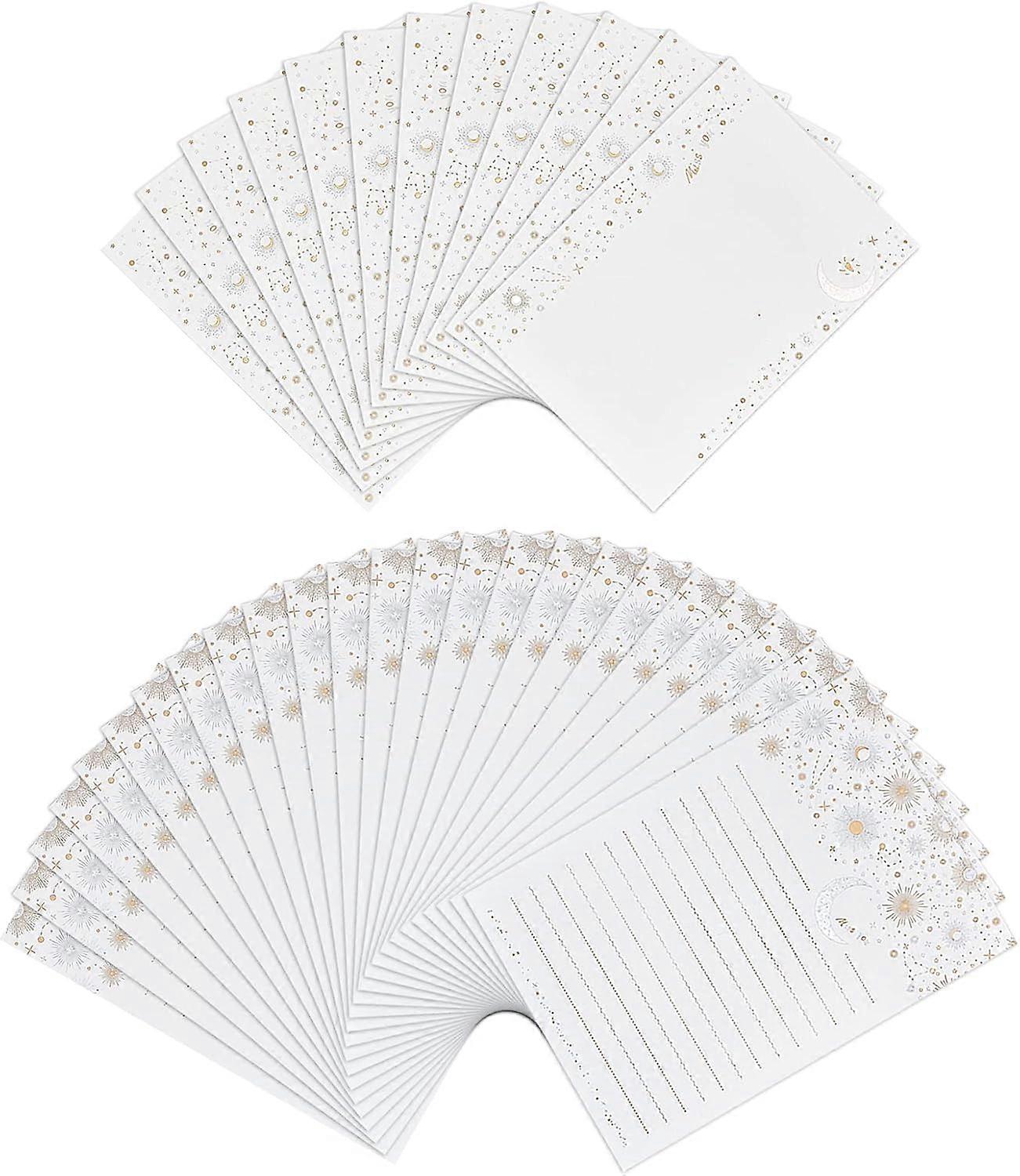 36pcs Stationery Paper and Envelope Set Star Moon Stationery Sets for Writing Letters with Envelopes 24pcs Paper 12pcs Envelopes for School Wedding In