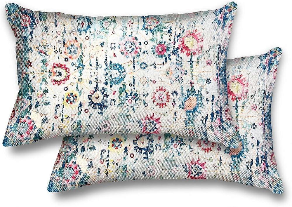 Boho Yastık Kılıfı Seti 2 Çiçek Patten Kırmızı, Sarı, Yeşil, Mavi Keten Kare Atma Bel Yastık Kılıfı Dekoratif Yastık Kılıfı Yastık Kılıfı Koltuk 12