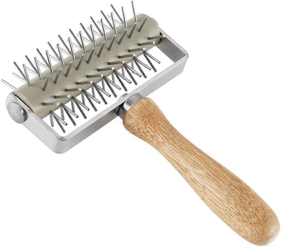 Pizza Dough Docker Roller Stainless Steel, Pizza Pin Puncher Dough Hole Maker with Wood Handle, Docking Tool for Pizza Cookie Pie Pastry Bread