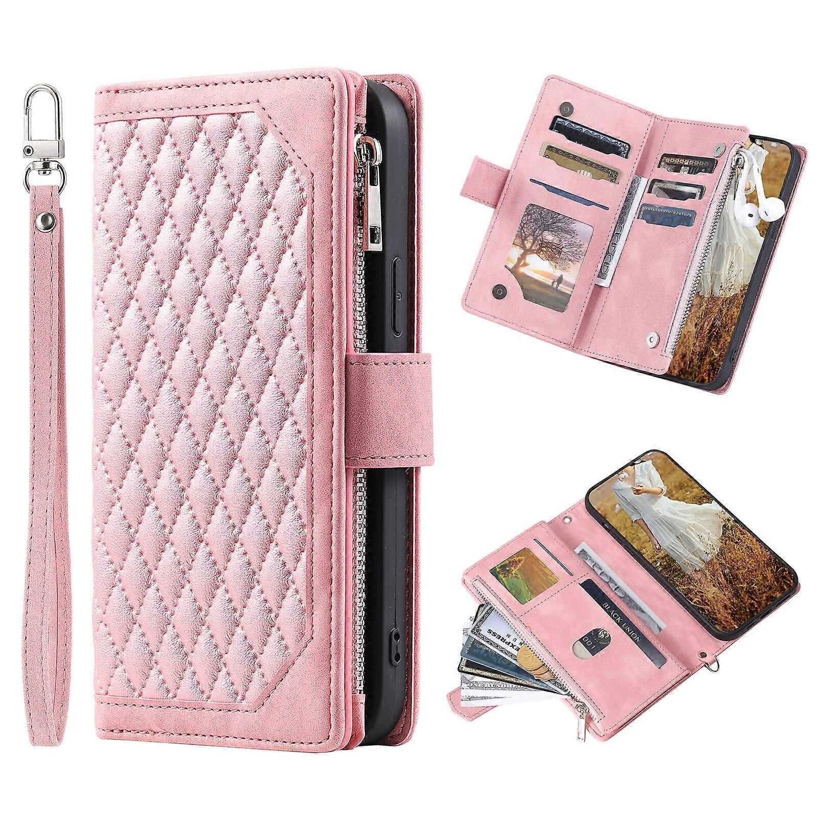 Compatible with Xiaomi Redmi Note 10S Wallet Case with Card Holder PU Leather Zipper Purse Cover with Wrist Strap