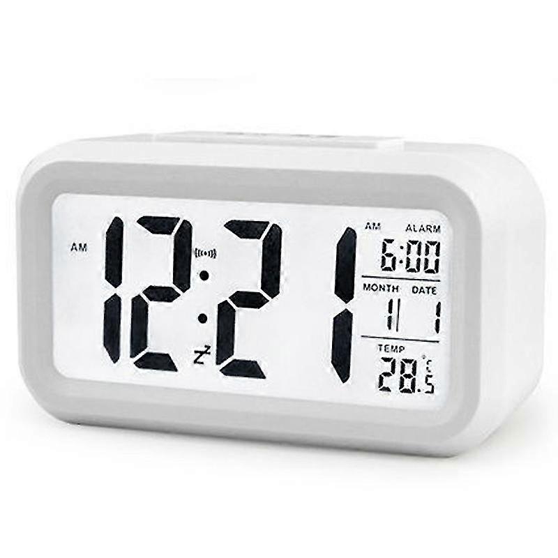 Snooze Alarm Clock Lcd Display Digital Desk Backlight Calendar Clock
