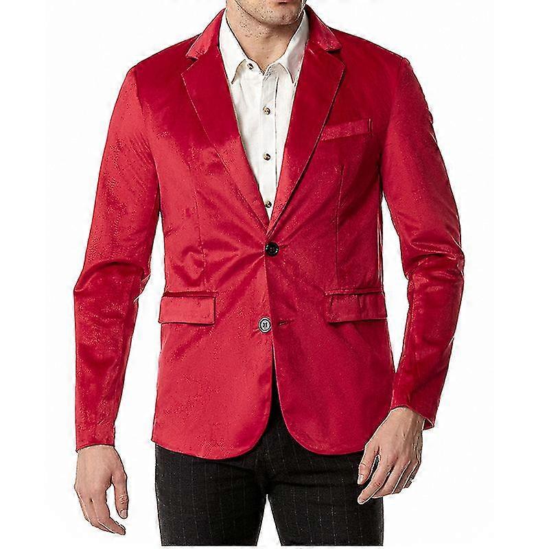 Men's Slim Fit V-neck Velvet Two Button Blazer Jacket