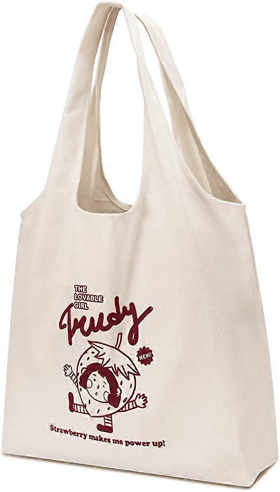 Canvas tote bag with inner bag grocery bag large capacity machine washable