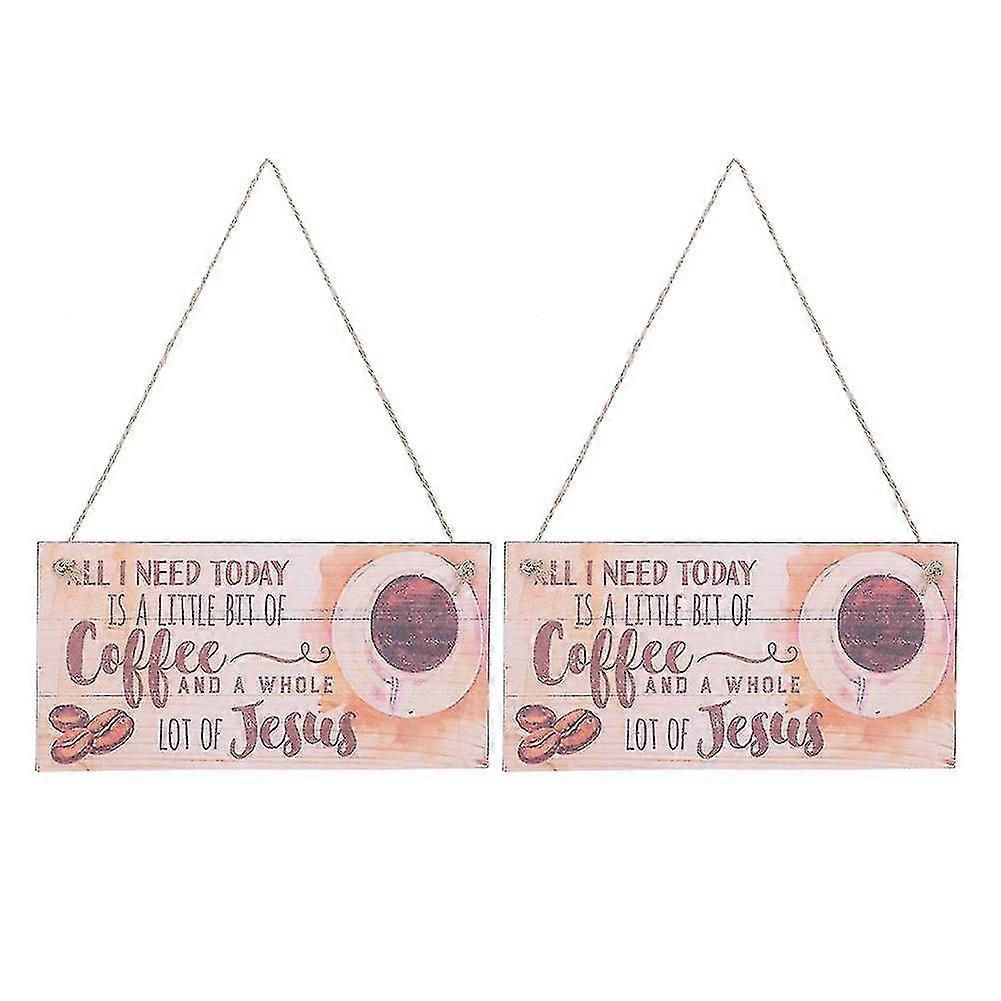 2Pcs English Letter Pattern Door Hanging Plaque Board for Home, Restaurant, Coffee Shop