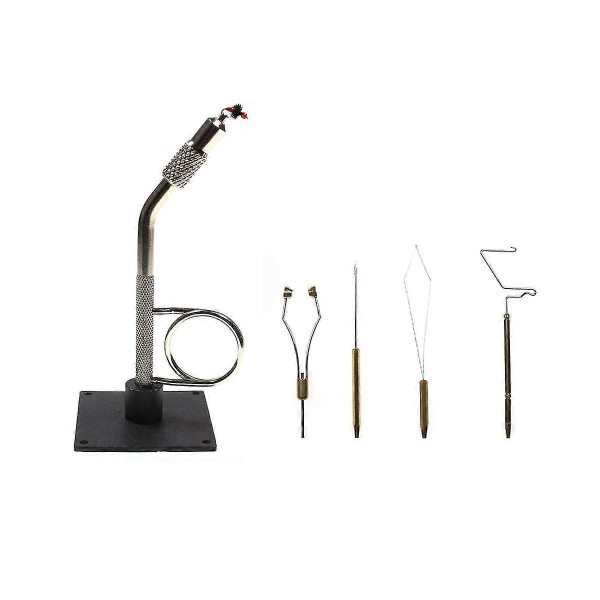 5pcs Portable Fly Tying Vise With Base C-clamp Bobbin Holders Arc Mouth Ceramic Inserts Bobbin Holders Knot