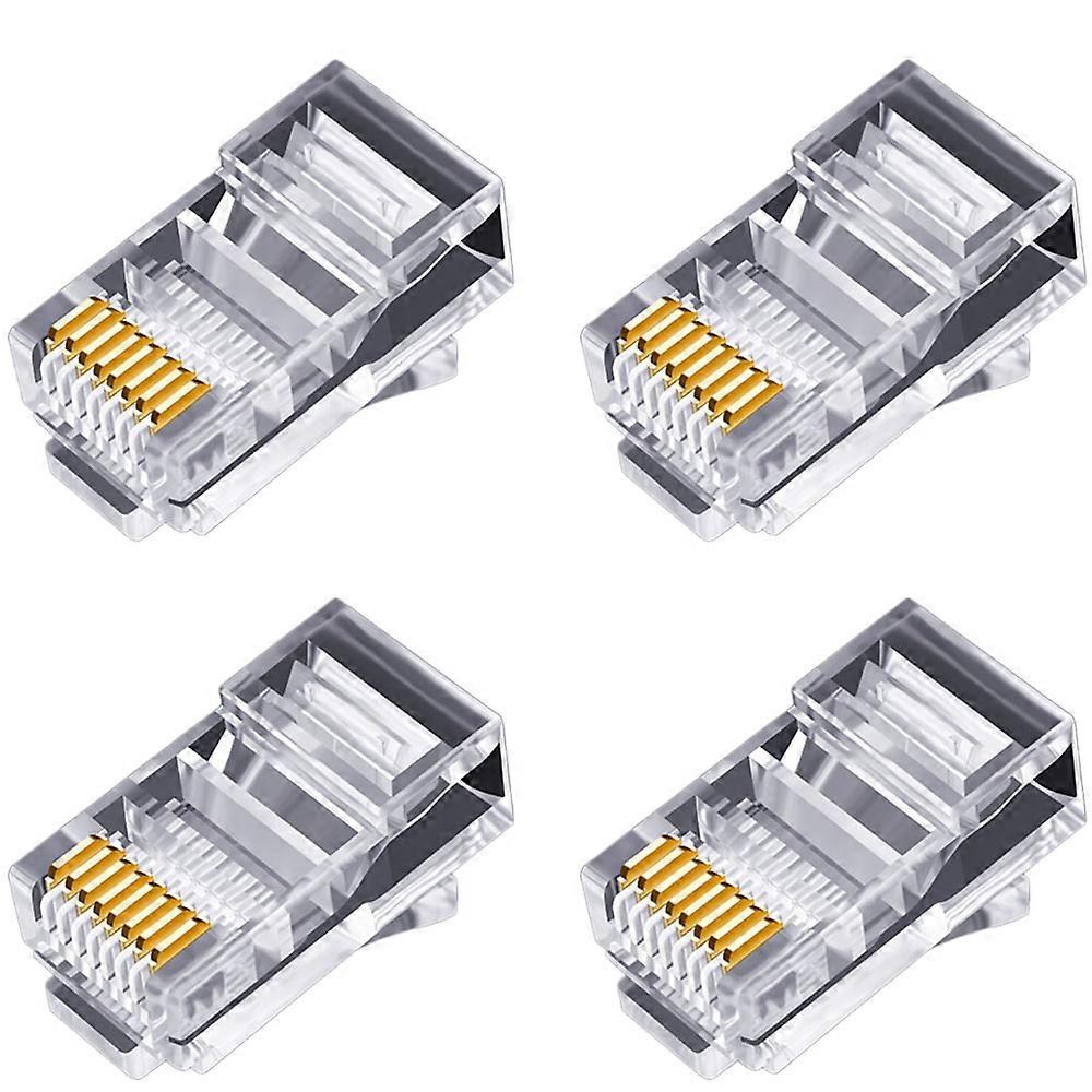 100Pcs RJ45 Connector 6U Gold Plated Pass Through Ethernet Cables Module Plug Network RJ-45 Crystal