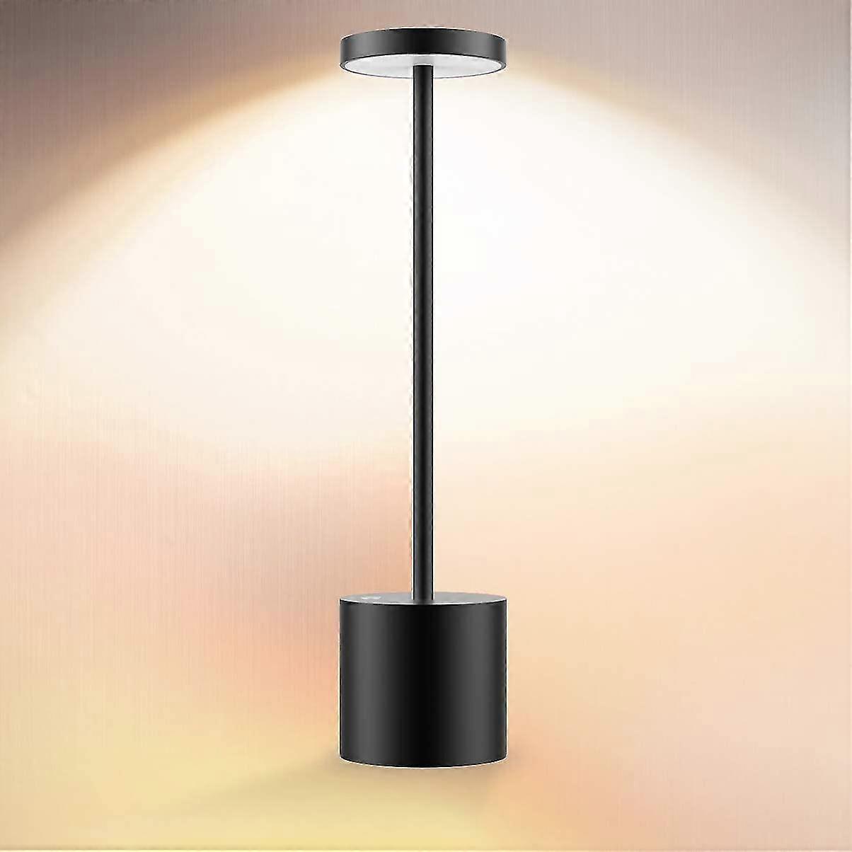 Cordless Table Lamp, Led Metal Usb Rechargeable 6000mah(black)