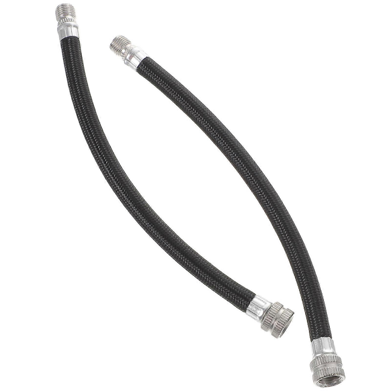 2Pcs Pump Extension Hose Inflator Tube Pipe Cord for Schrader (Black)