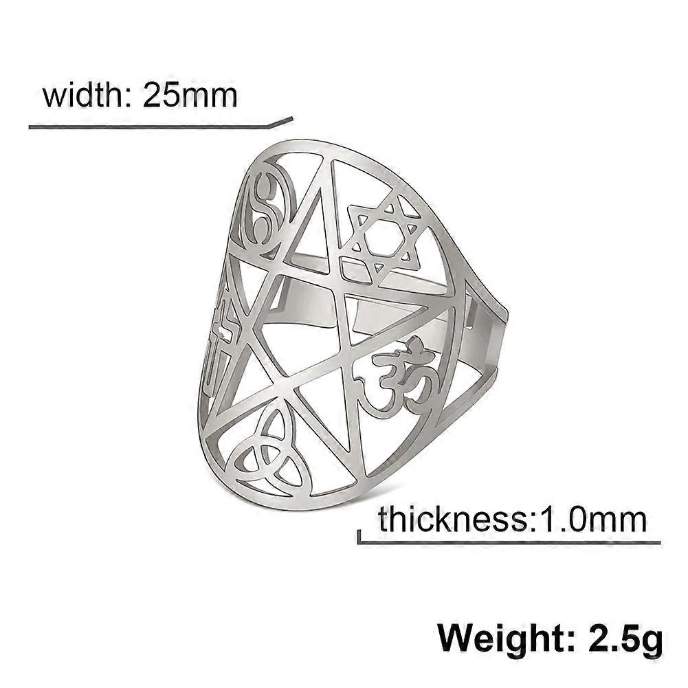 Pentacle Pentagram Adjustable Rings Triquetra Knot Yin Yang Cross Om Symbol Rings Jewelry Christmas