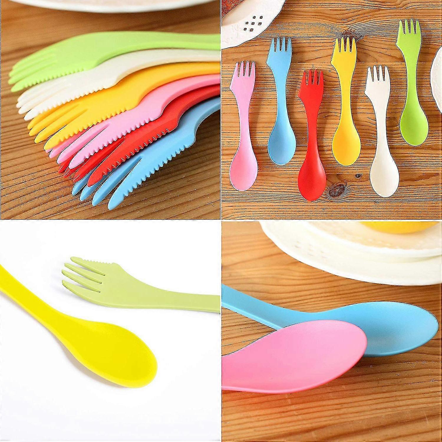 6pcs Tr Sporks Set 3 In 1 -functal Fork Spoon Flatware Sets