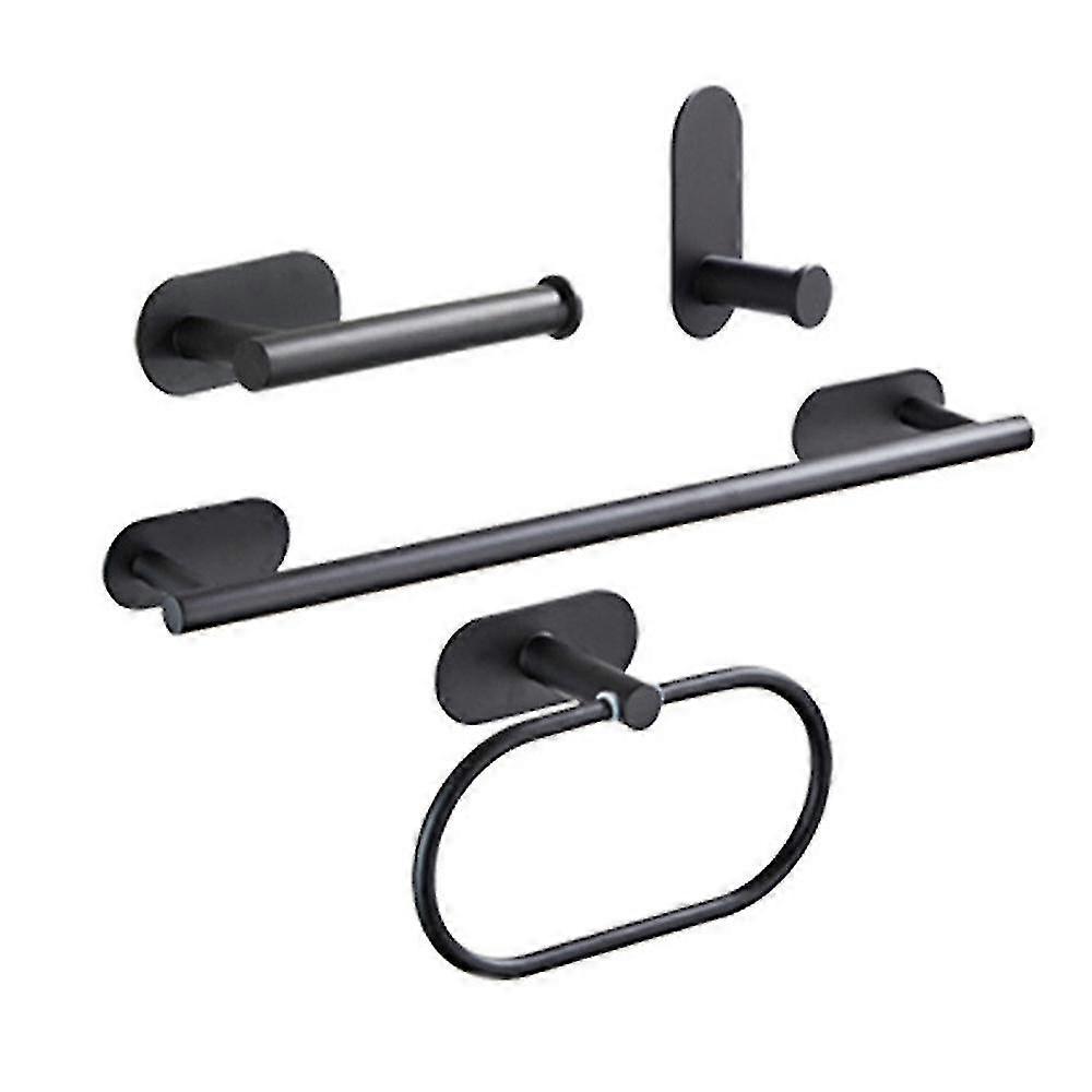 Bathroom Four-piece Set Robe Hook Towel Rail Bar Rack Black