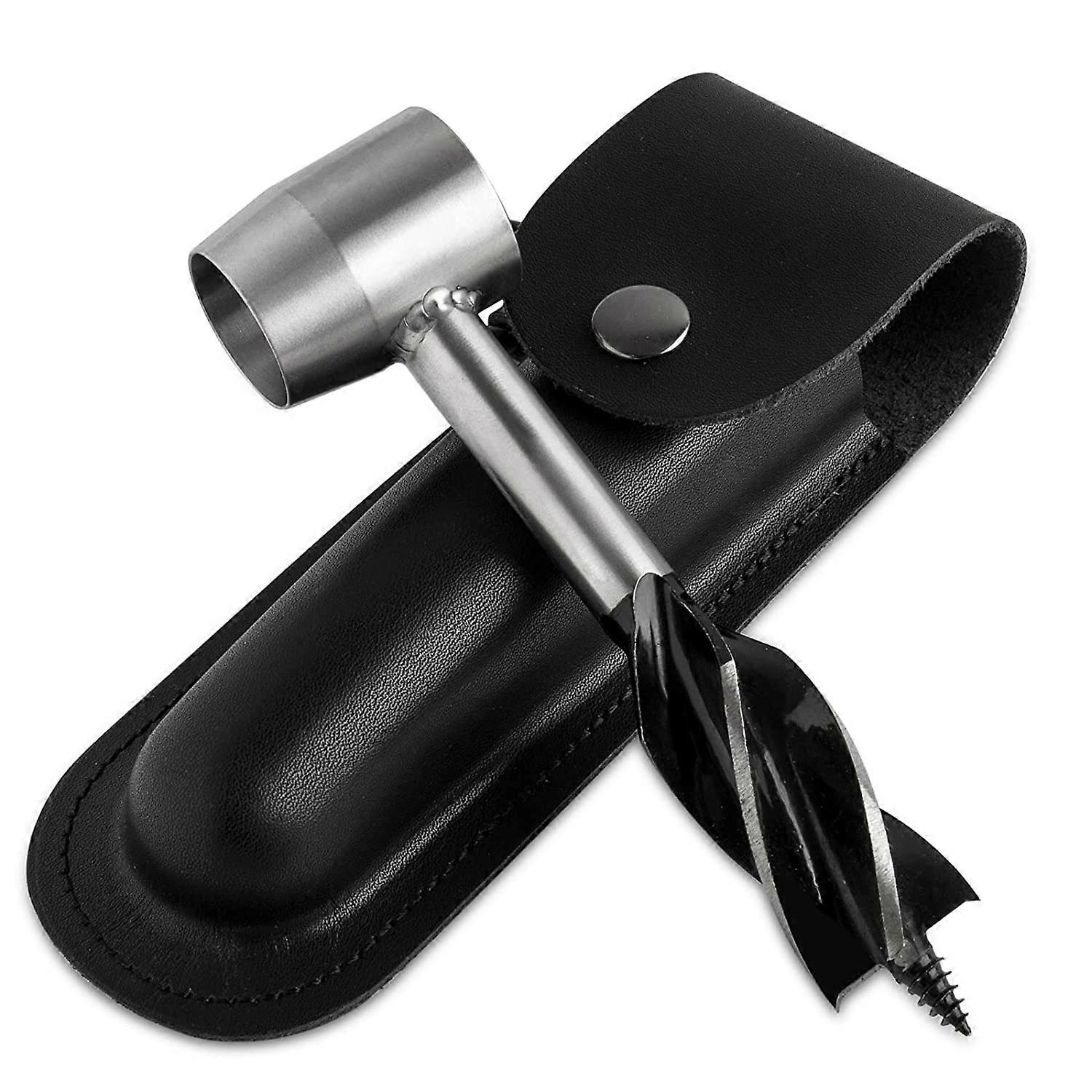 Woodworking Hand Drill, Manual Auger Drill Bit Sets with Holster, Multi-Purpose Survival Settlers Tool (black)