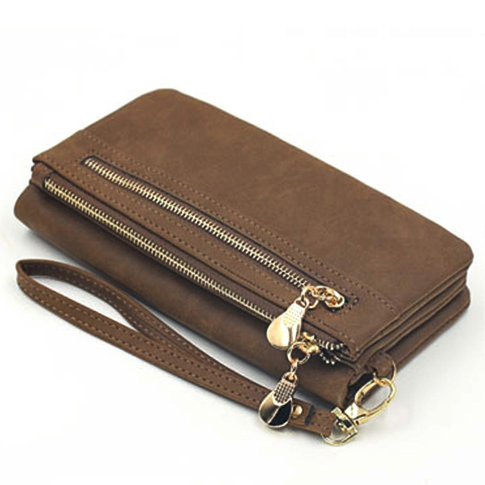 Women's PU Leather Double Zip Long Card Case, Lightweight and Waterproof Wallet, Suitable for Daily Travel, Shopping, Travel and Dating
