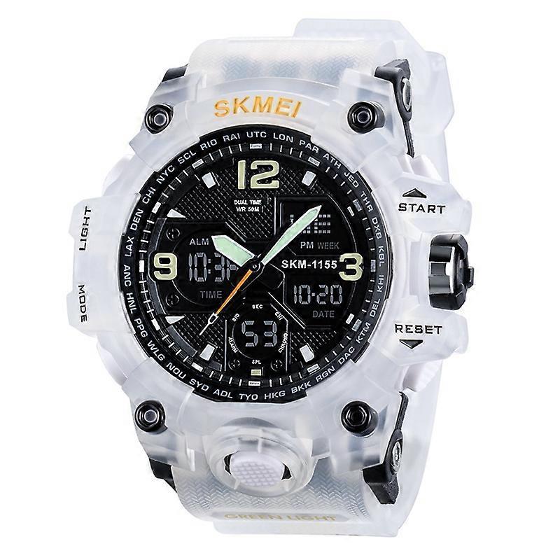 SKMEI 2 Time Men's watche Male Electronic Sports Watches Stopwatch Back Light Alarm Waterproof Quartz Clock reloj hombre 1155B