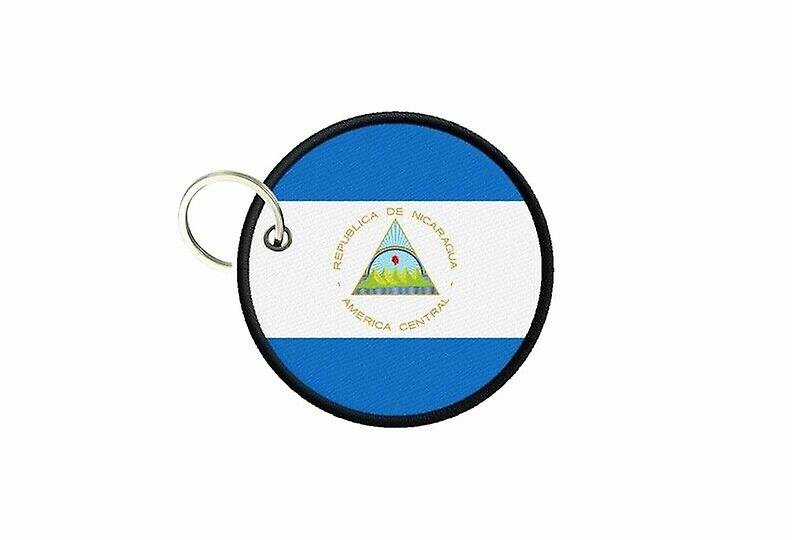 Keychain keys nicaraguan flag printed round round round