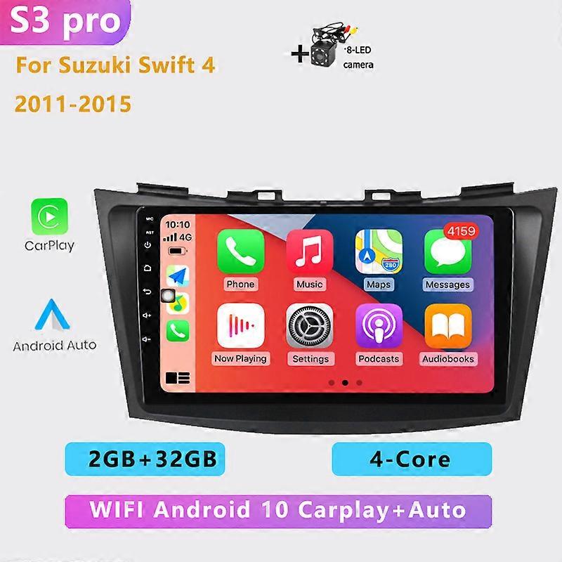 2 DIN 4G+64G android car radio multimedia player BT carplay auto GPS navigation For Suzuki Swift 2011 2012 2013 2014-2015