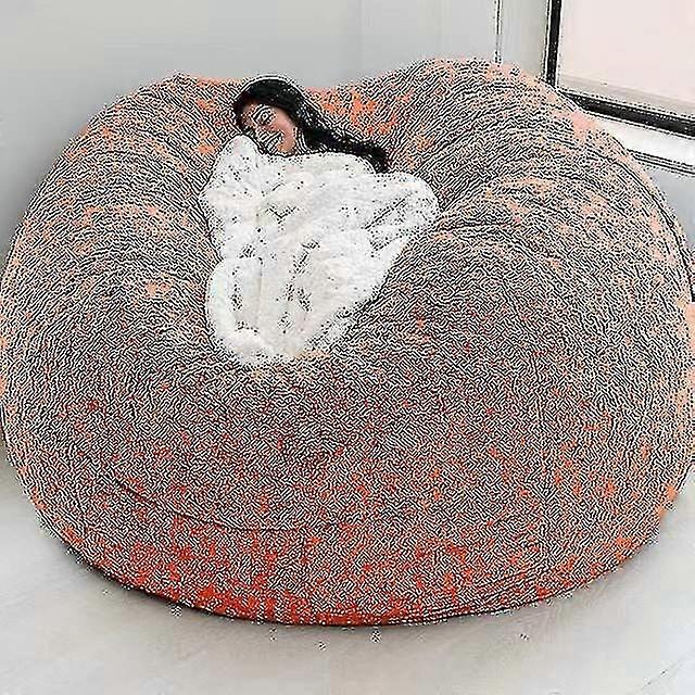 Oversized Bean Bag Chair Soft Fluffy Faux Fur Lazy Sofa Bed Cover No Filler