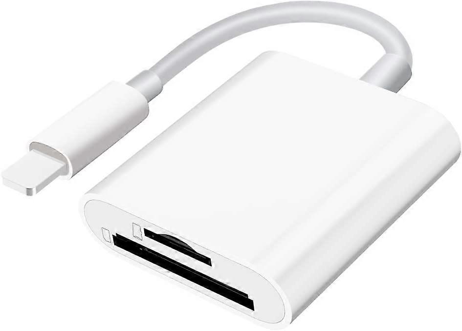 SD card reader for iPhone iPad camera, dual card slot memory card reader supports SD
