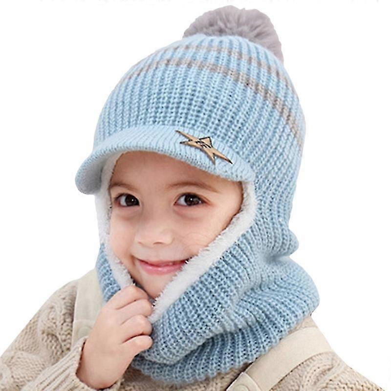 Boné balaclava infantil, cachecol, lã, pompom, esqui, gorro, chapéu