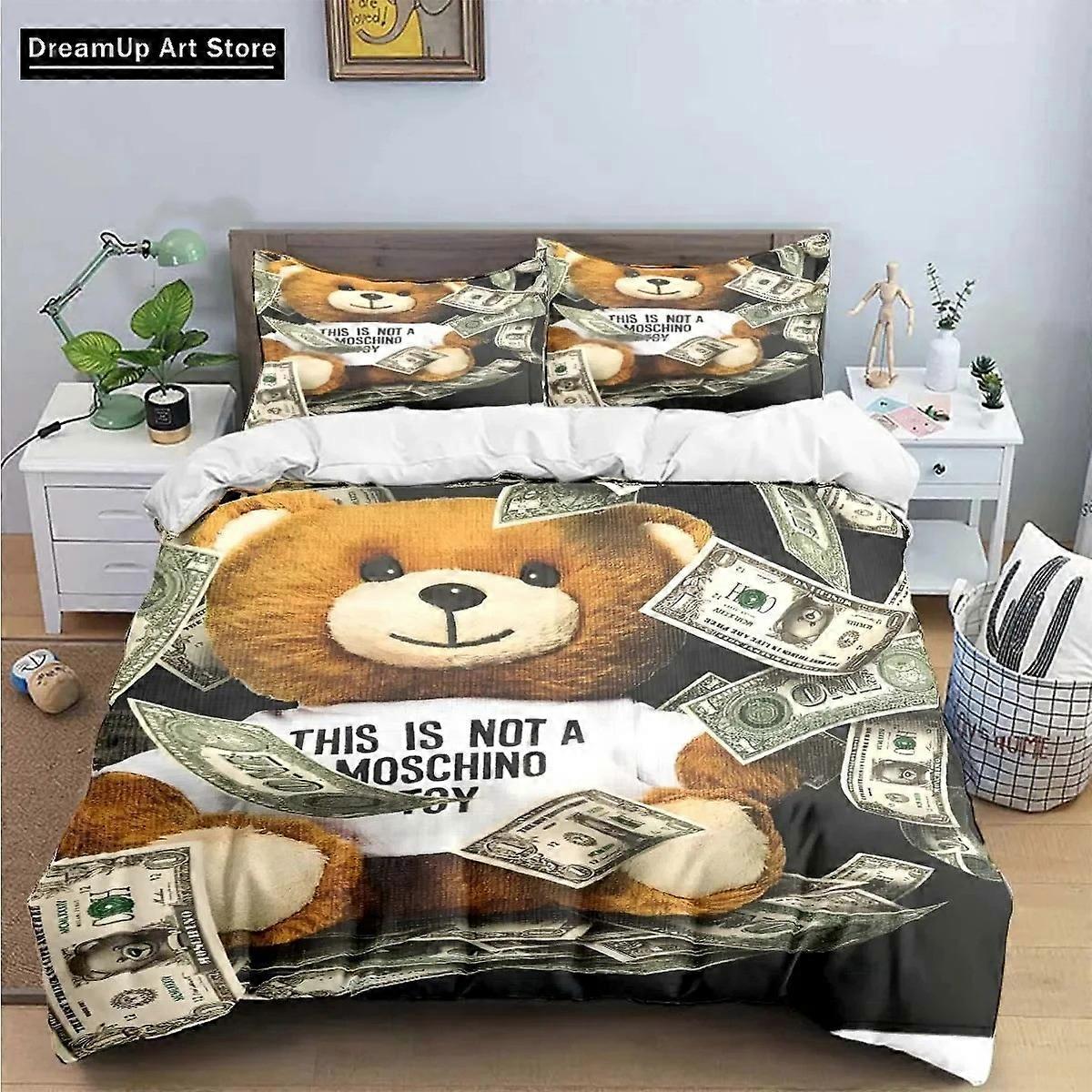 a3238 Lençóis M-moschinos Conjunto de Cama Bonito Capa de Cama Capa de Cama Com Fronha Meninos Adultos Têxtil LarConjunto de Cama de 3 Peças (1 Capa de Edredom + 2 Pi