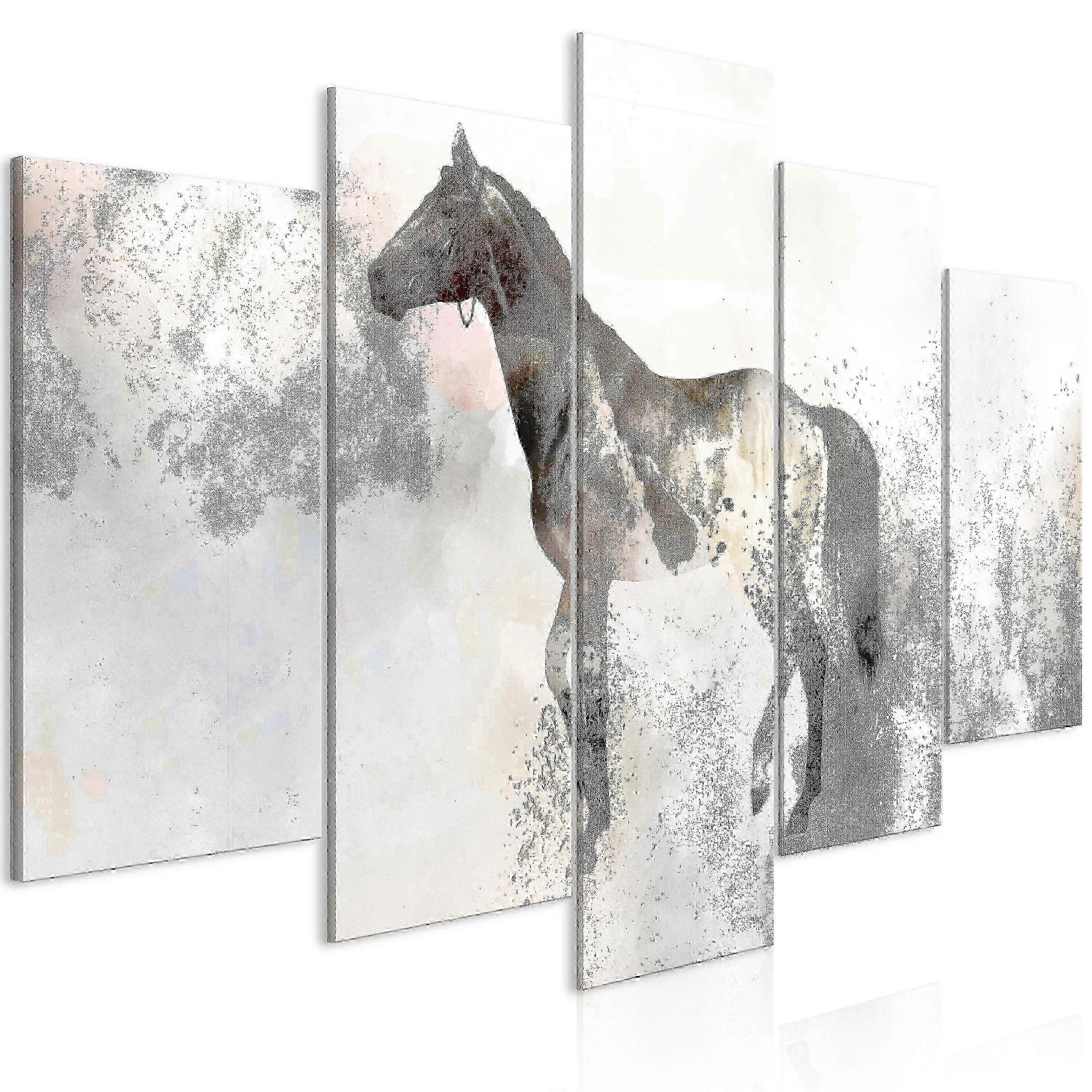 Leinwandbild - Feuriges Ross (5 Teile) breit