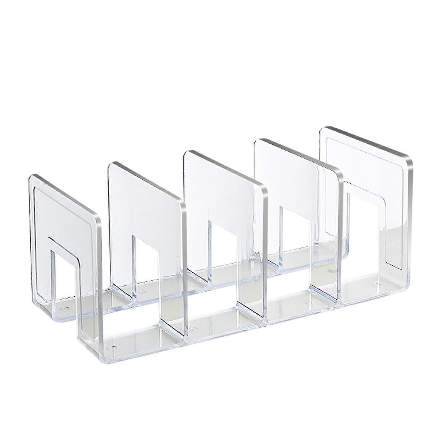 3/4 Grids Bookend Transparent Desktop Book Stand Magazines Book Organizer Multi-functional Desktop
