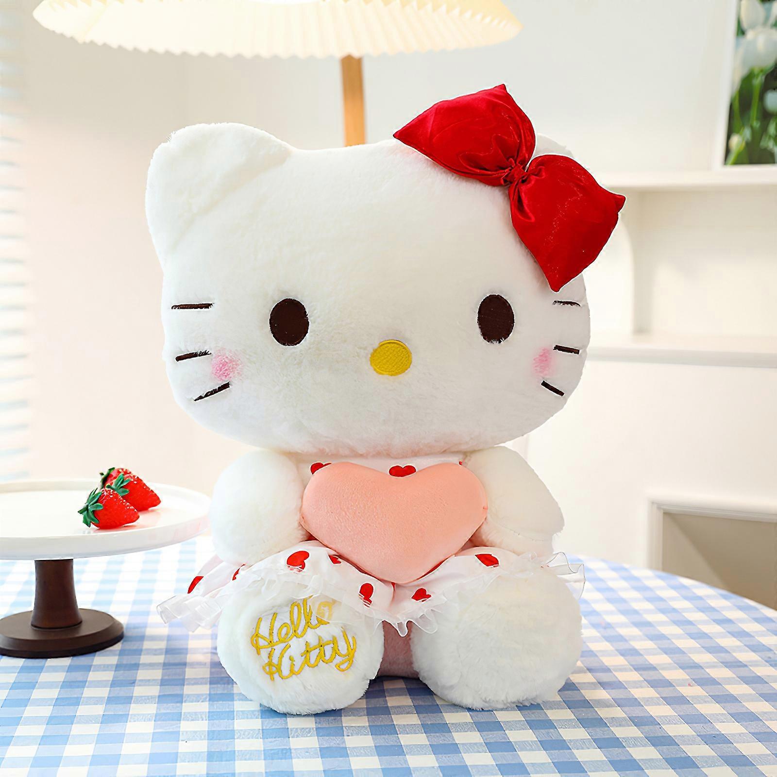 60cm Κινούμενα σχέδια Sanrio Hello Kitty Αγκαλιά Καρδιά Βελούδινη Toy Kawaii KT Cat Plushies Μαλακή Λούτρινη Κούκλα Μεγάλο Μέγεθος Μαξιλάρι Κορίτσια Δώρο γενεθλίων
