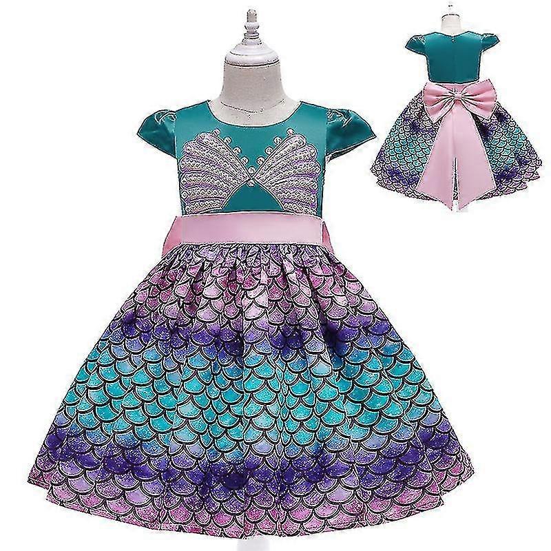 Mädchen Meerjungfrau Kleid Prinzessin Fancy Kleid Taille Fliege Kleid