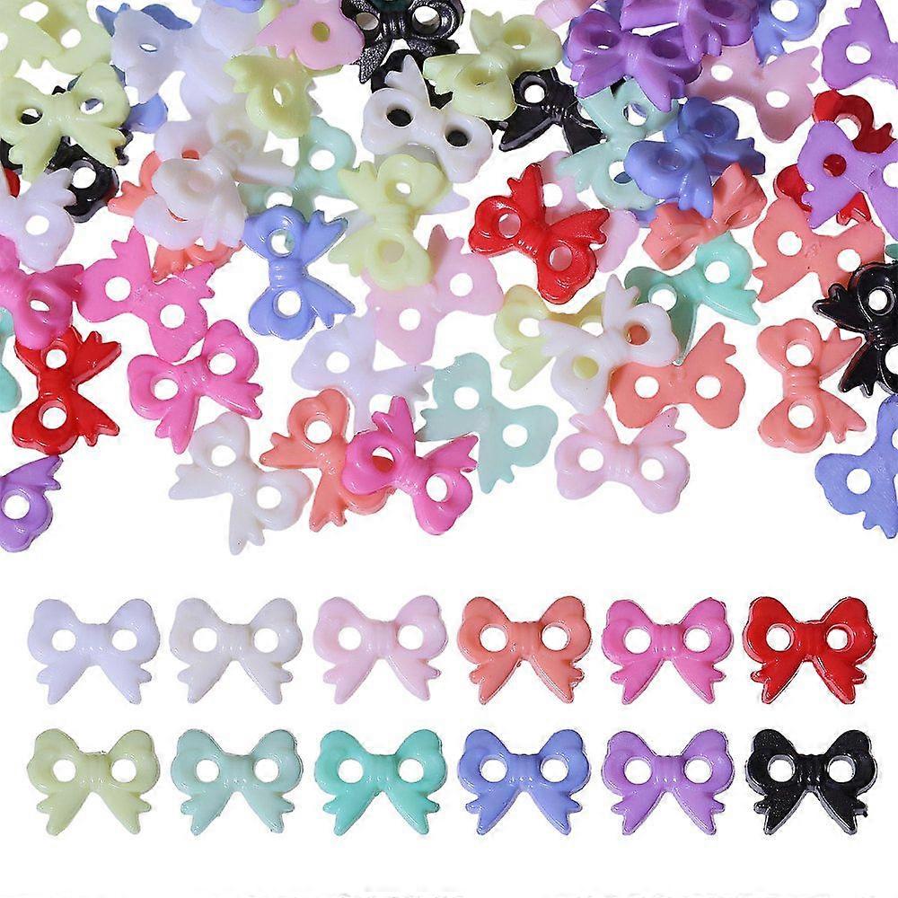 120Pcs 12 Colors Mini Resin Button 2-Hole Doll BJD Garment Accessories Bowknot Mixed Color 6x7.5x1.5mm Hole: 1.4mm 10pcs/color