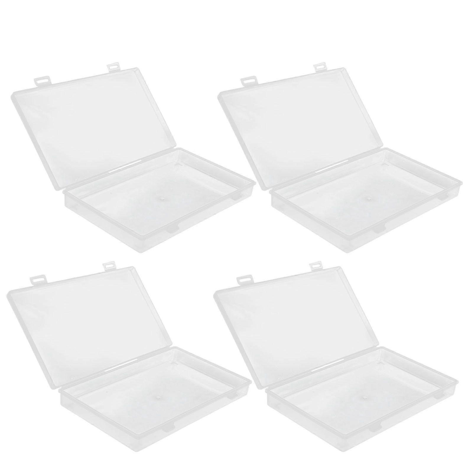 4Pcs Transparent Plastic Box with Hinged Cover Multipurpose Storage Container for Small Things
