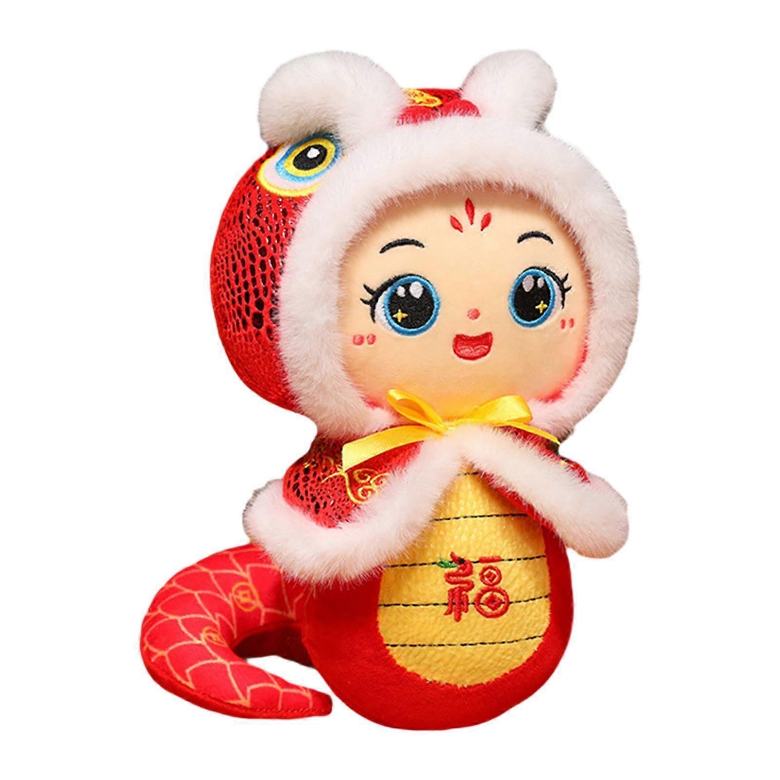 Snake Plush Doll Lunar New Year Red Animal Statue for Home Festivals Holiday 20 cm