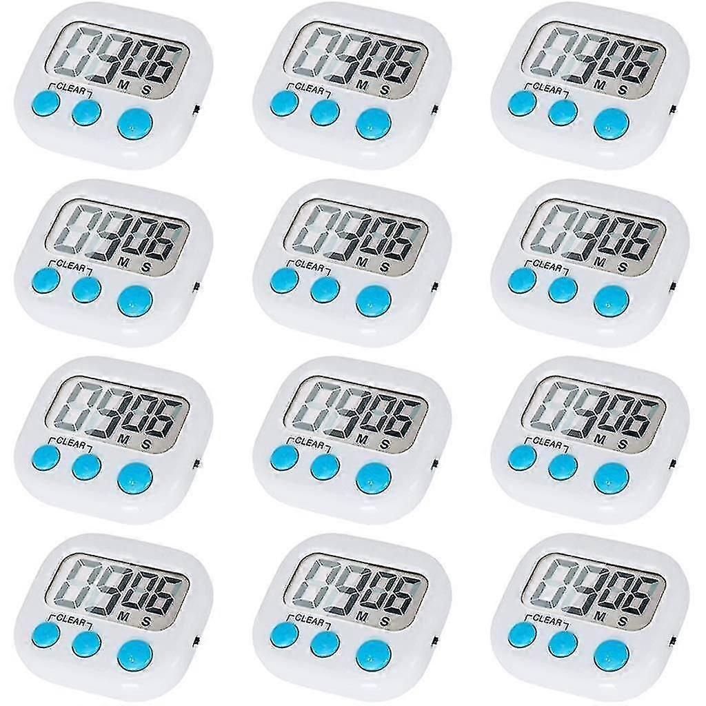 12 حزمة توقيت المطبخ الرقمي مع مفتاح تشغيل / إيقاف ، إنذار بصوت عال