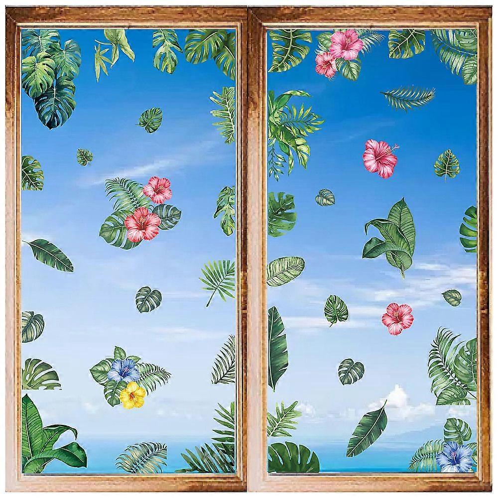 8 Sheets 8 Styles PVC Waterproof Wall Stickers Self-Adhesive Decals for Window or Stairway Home Decoration Leaf 200x145mm 1 sheet/style