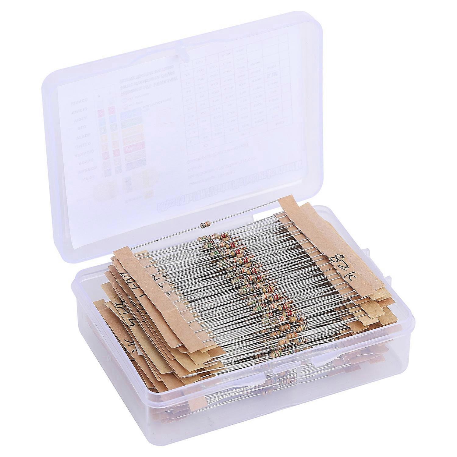 640Pcs Resistor 64 Values 5% Carbon Film 1Ω10MΩ 1/6W Assortment Kit Set Pack for DIY