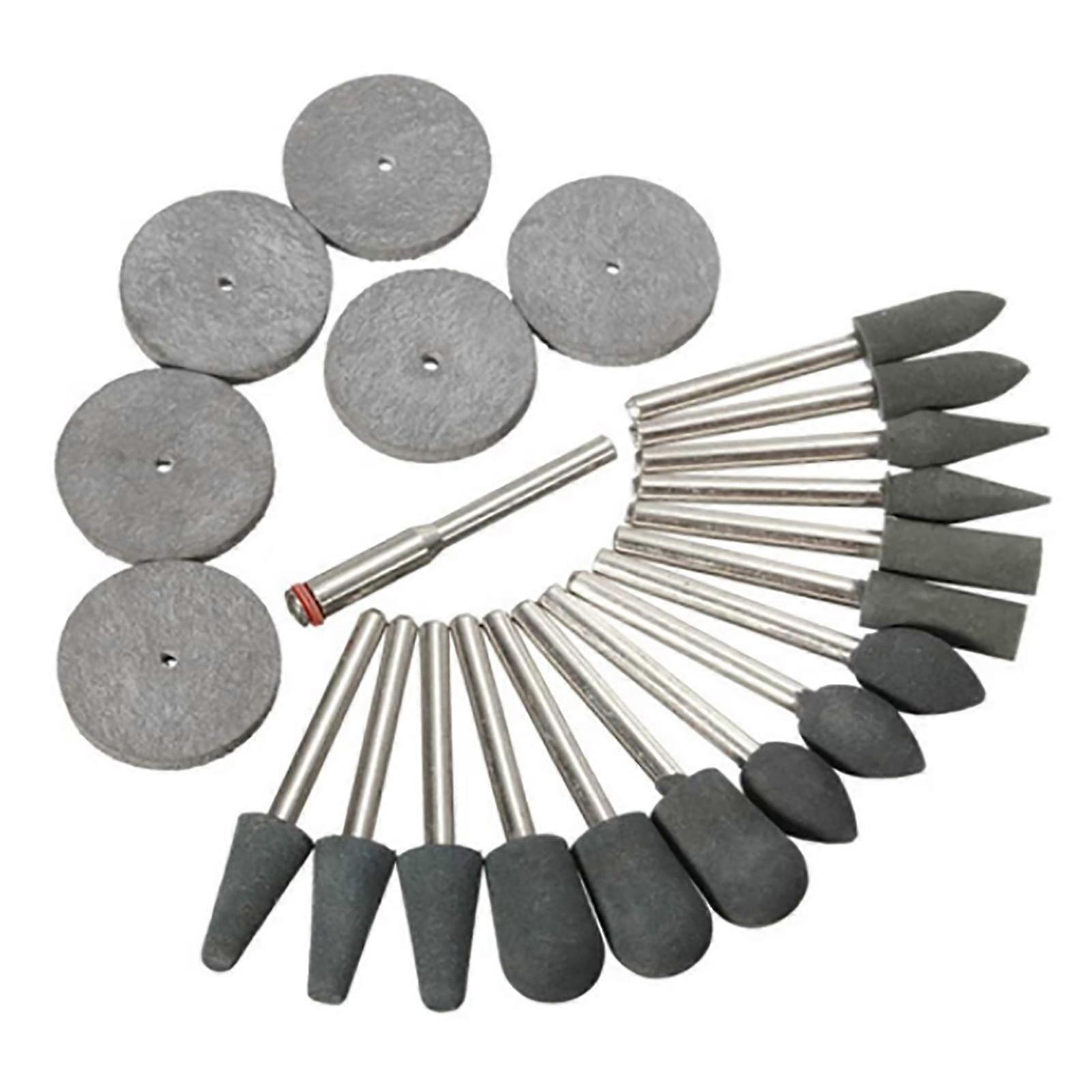 Compact 22PCS Rubber Grinding Kit for Rotary Tools - 3.1mm Attachments