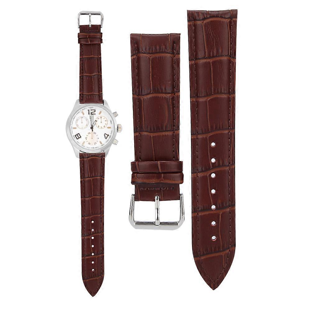 Unisex Adjustable 22mm Brown PU Leather Watch Strap Replacement