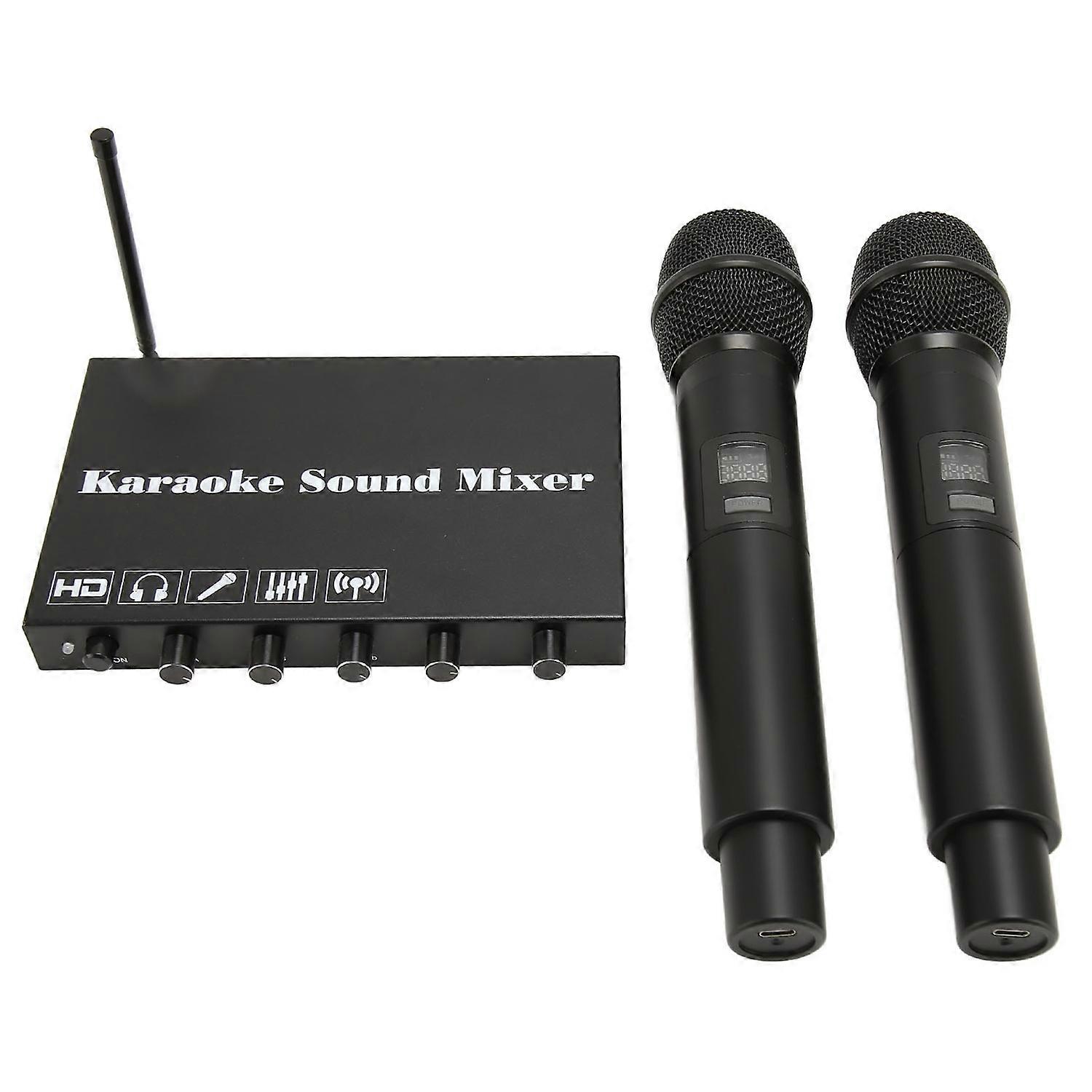 Wireless Microphone Karaoke Mixer System Supports HD Multimedia Interface Optical AUX Outputs for TV
