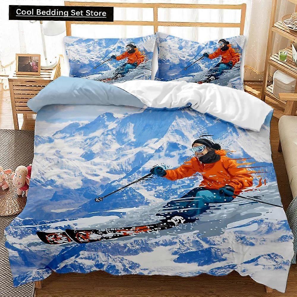 v1003 ملاءات السرير التزلج غطاء لحاف مجموعة الثلج الجبل غطاء لحاف الرياضة المتطرفة لعبة البوليستر غطاء لحاف التزلج على الجليد مزدوجة الملكة حجم الملك 3-فطيرة