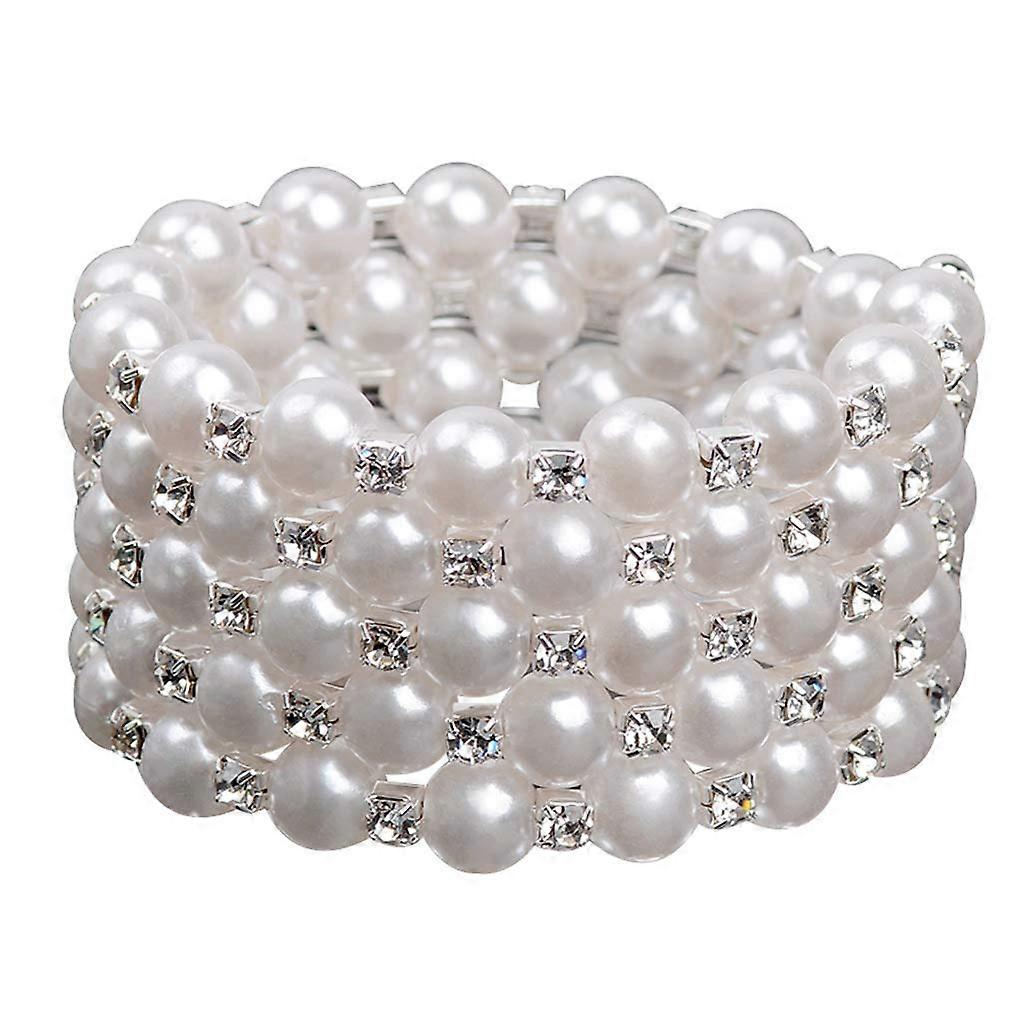 5 Rows Multi-Row Pearl Stretch Bracelet for Women, Vintage 1920s Style, Elegant Design, Comfortable Fit