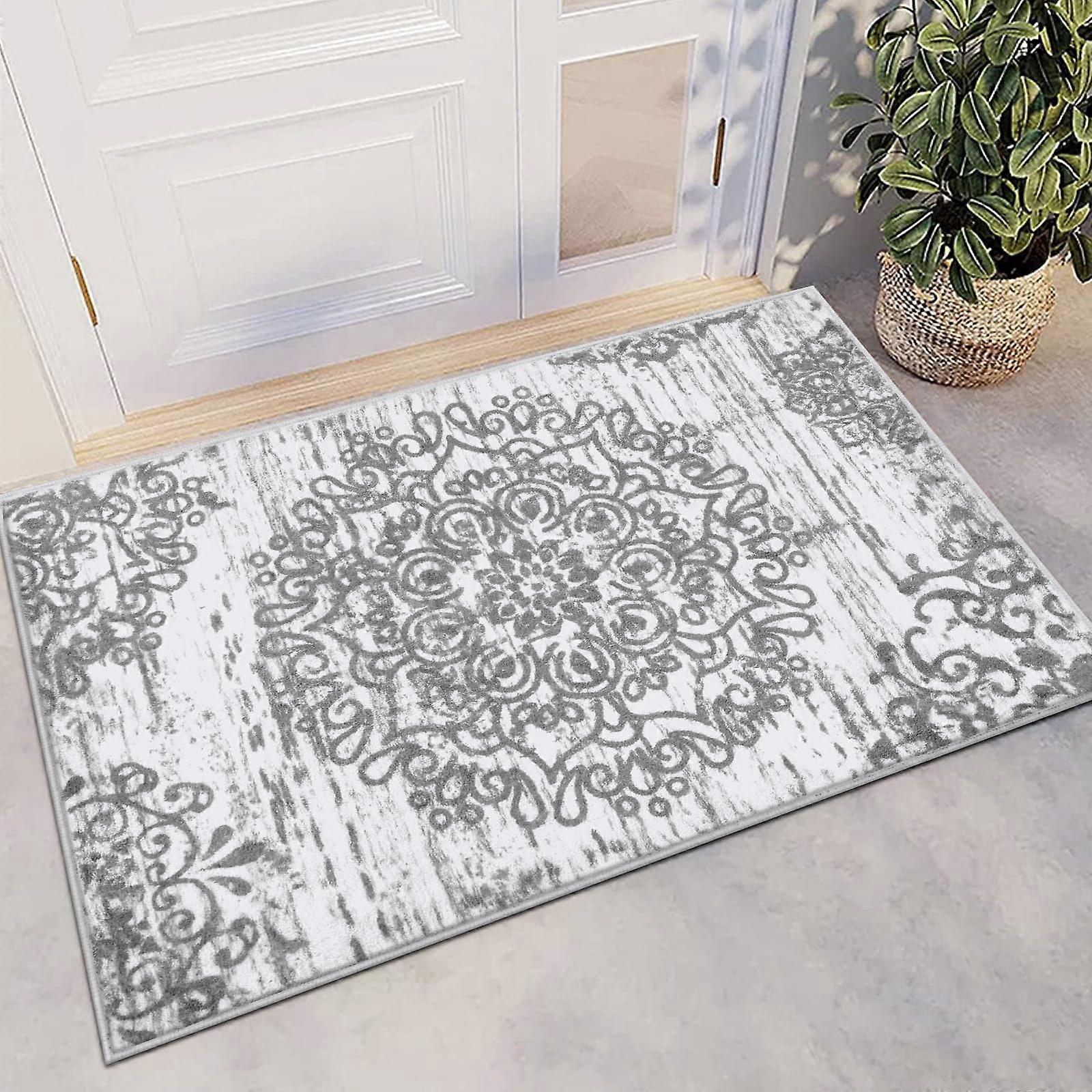 Washable Non Slip Soft Distressed Medallion Boho Vintage Area Rug 2' x 3' Bedroom Size Machine Washable Non Slip Backing