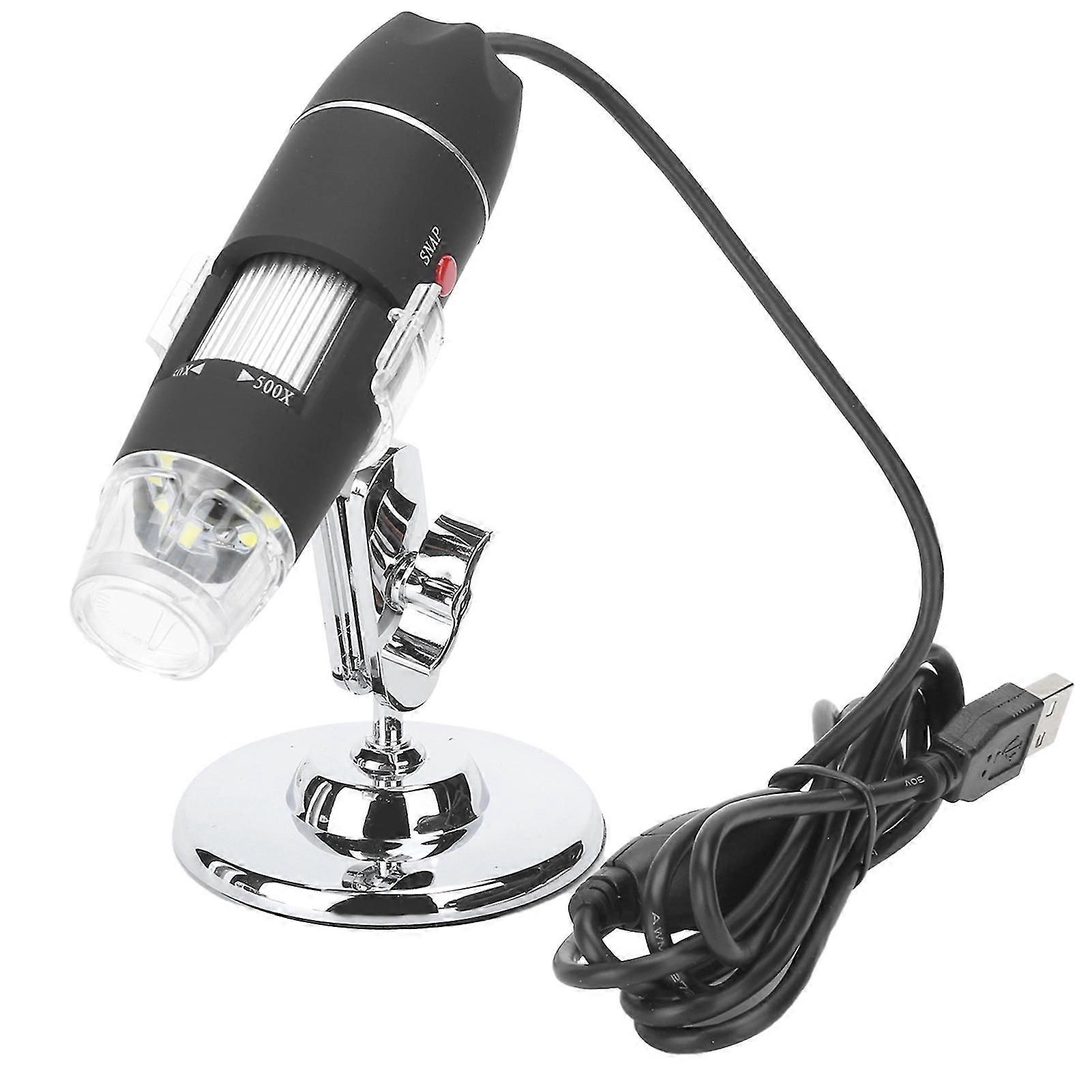 Adjustable 8 LED Electron Microscope with Bracket - USB Interface, 500X Digital Magnification