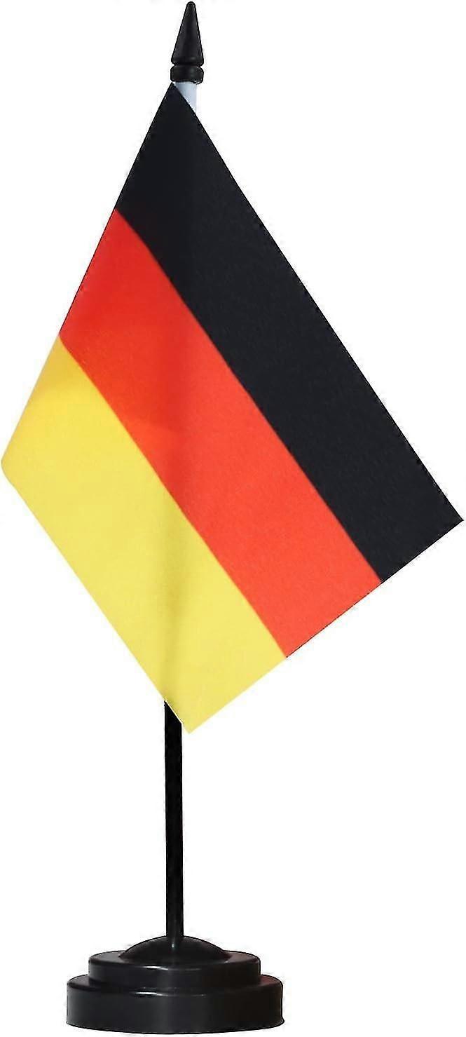 Germany Deluxe Desk Flag Set 6 x 4 Inch Miniature French Desktop Flag with 12" Solid Pole Vivid Color and Fade Resistant Black Base and Spear Top_Gift