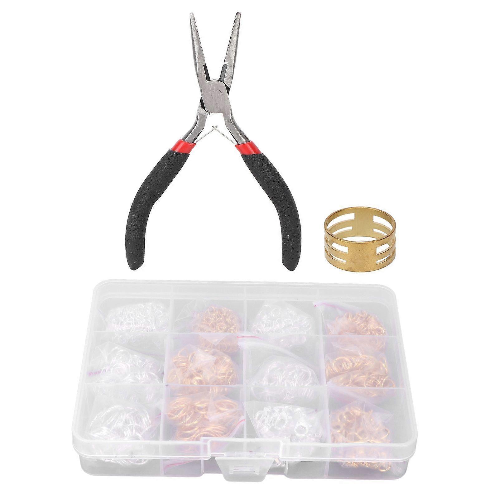Open Jump Rings and Lobster Clasps Jewelry Findings Kit with Needle Nose Plier and Jump Ring Opener for DIY Craft