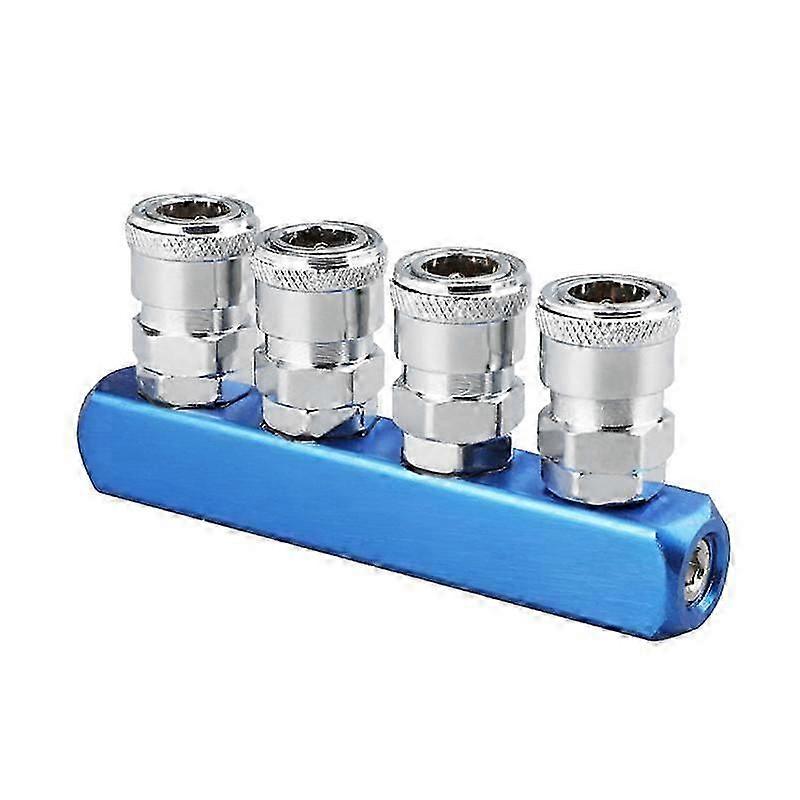 Pneumatic Distributor 4 Way Air Hose Quick Connect Coupling Tool 1/4 Bsp Thread