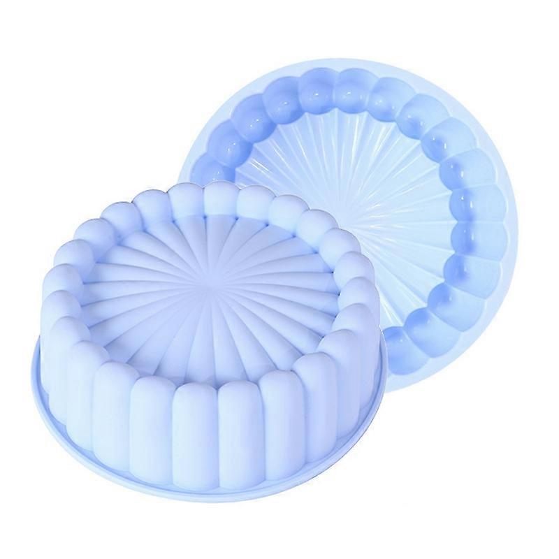 Flower Shape Silicone Baking Pan Round Tray Bread Mousse Cake Mold (BPA-Free,No FDA Certified)-Blue