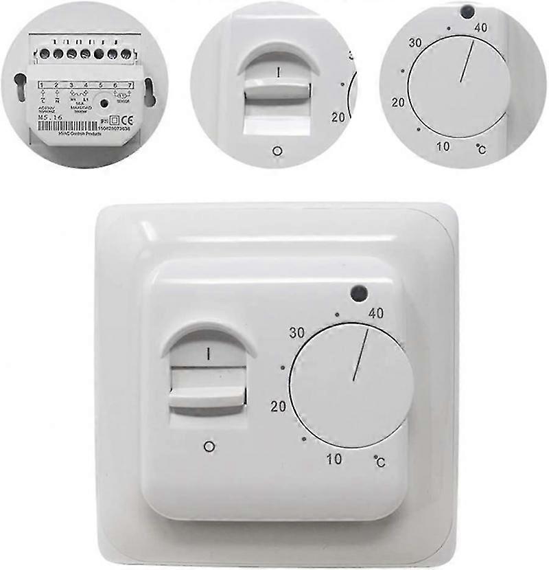 Manual Underfloor Heating Thermostats 220v 16a, Electric Underfloor Heating Controller Mechanical Room Thermostat With Floor Sensor Probe 1PCS_Special