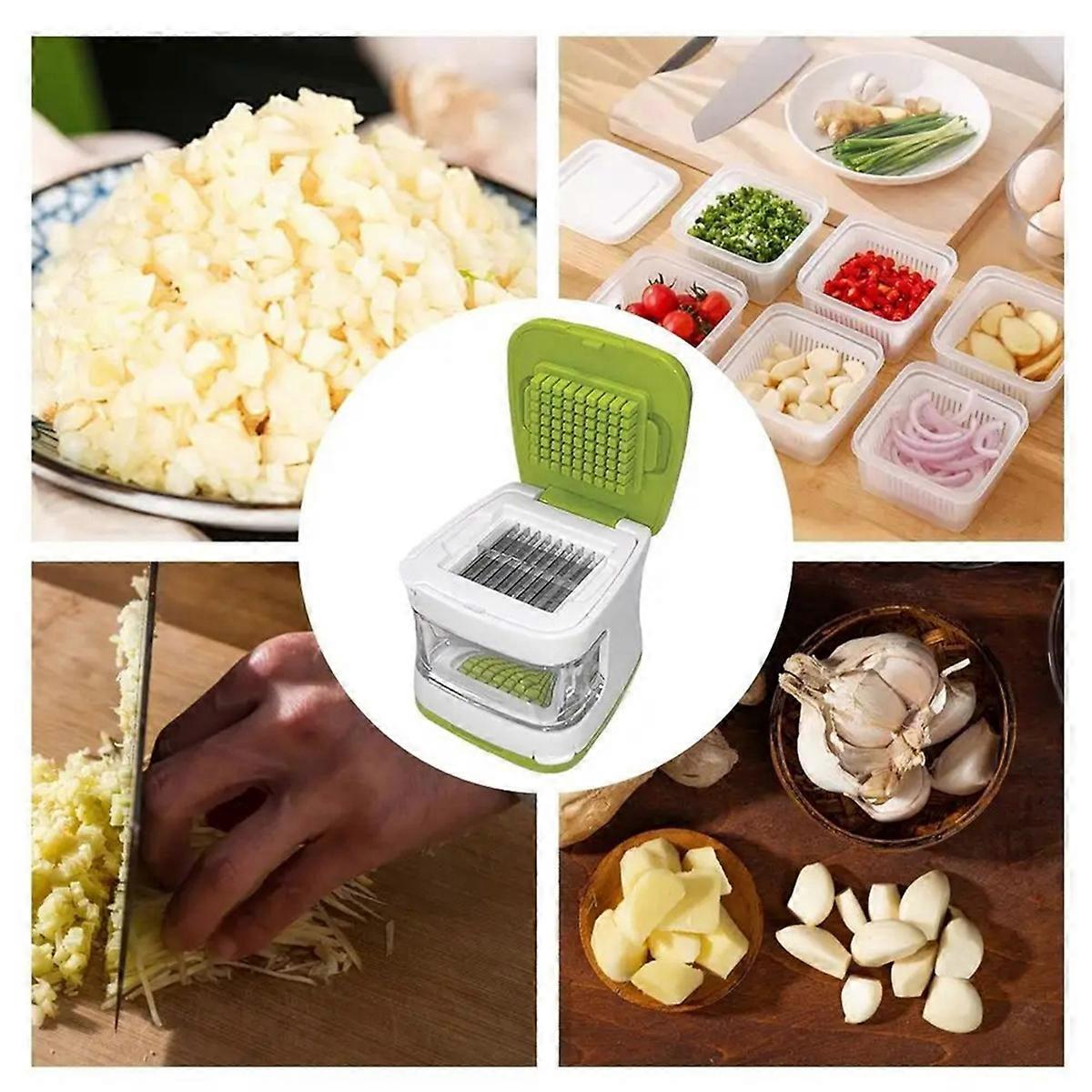 Garlic Mincer Double-Sided Garlic Crusher and Peeler Double Cutting Crusher Cutter Mincer and Storag