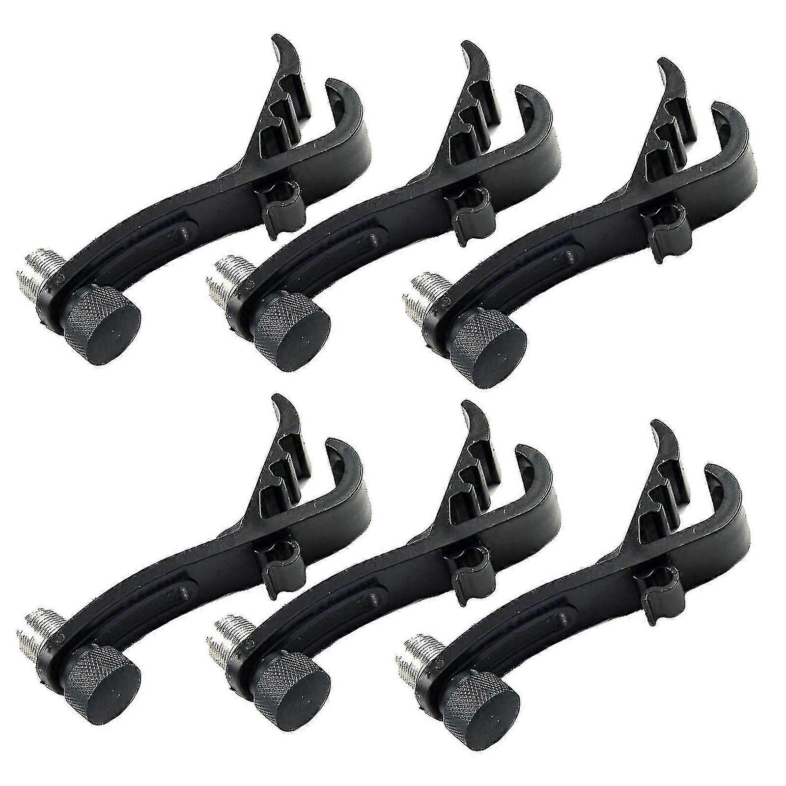 6pcs Shockproof Microphone Drum Rim Clip Tom Snare Mount Mic Clamps Holder